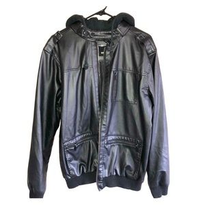 L Black Leather Kr3w Jacket